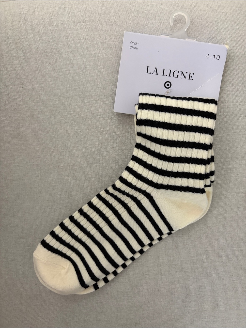 La Ligne Black & Cream Striped Casual Socks